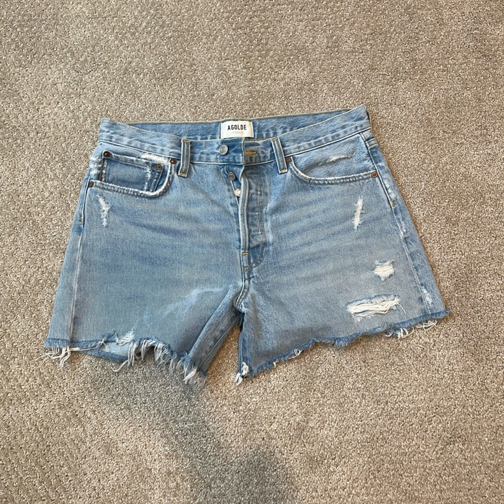 Agolde Parker Long Vintage Cutoff Denim Shorts - Picture 3 of 4